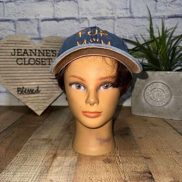 Fur Mom Strapback Baseball Hat Cap Blue Denim Pet Owner infinity headwear - Picture 3 of 8